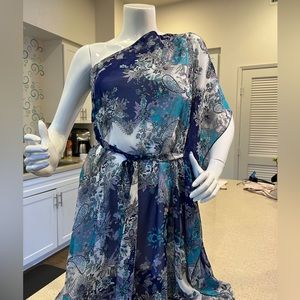 Elegant semi formal mini, off the shoulder dress.